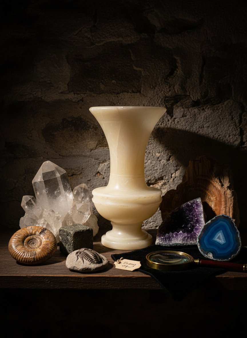 Vase Vintage en Albâtre Véritable : La Douceur de la Pierre Toscane 🇮🇹 - LVR