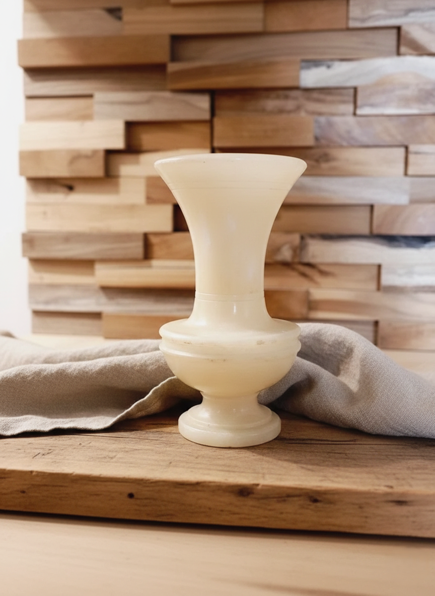 Vase Vintage en Albâtre Véritable : La Douceur de la Pierre Toscane 🇮🇹 - LVR