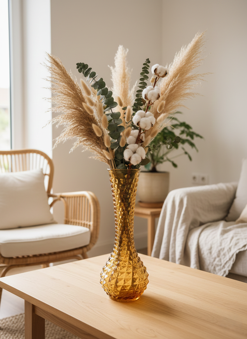 Grand Vase Ambré "Pointe de Diamant" : Éclat Vintage (60-70's) - LVR