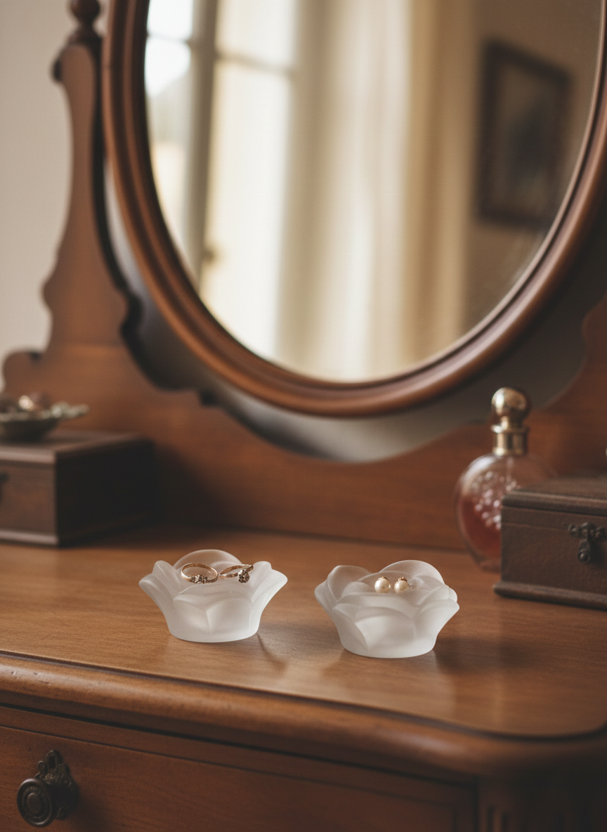 Paire de Bougeoirs "Roses Épanouies" en Verre Dépoli : Romantisme Vintage 🌹 - LVR