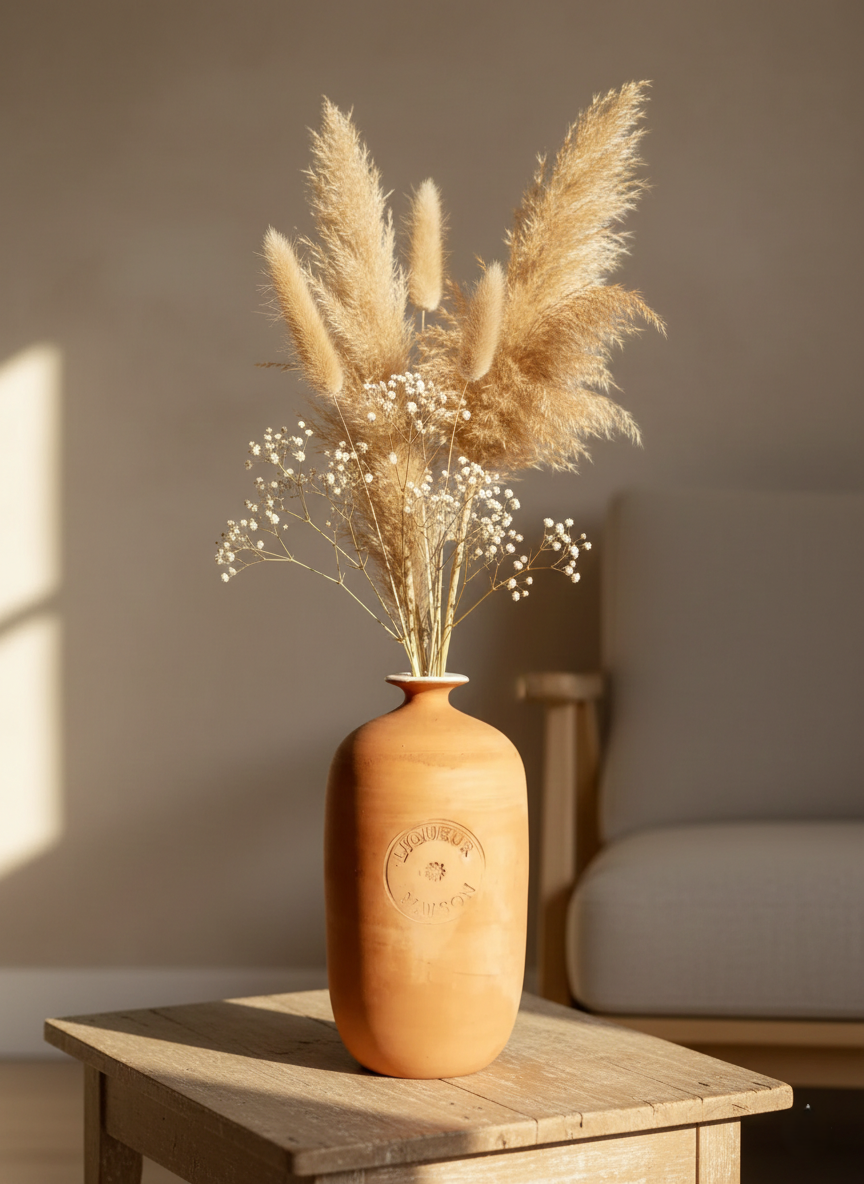 Bouteille "Liqueur Maison" en Terracotta – Artisanat Rustique & Authentique - LVR