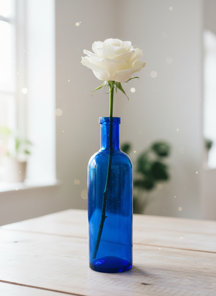 Fiole Apothicaire Vintage : Bleu Cobalt & Verre Bullé (Années 50-60) 💙 - LVR