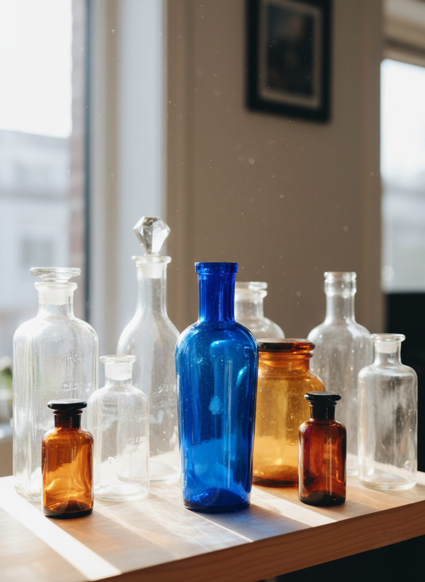 Fiole Apothicaire Vintage : Bleu Cobalt & Verre Bullé (Années 50-60) 💙 - LVR