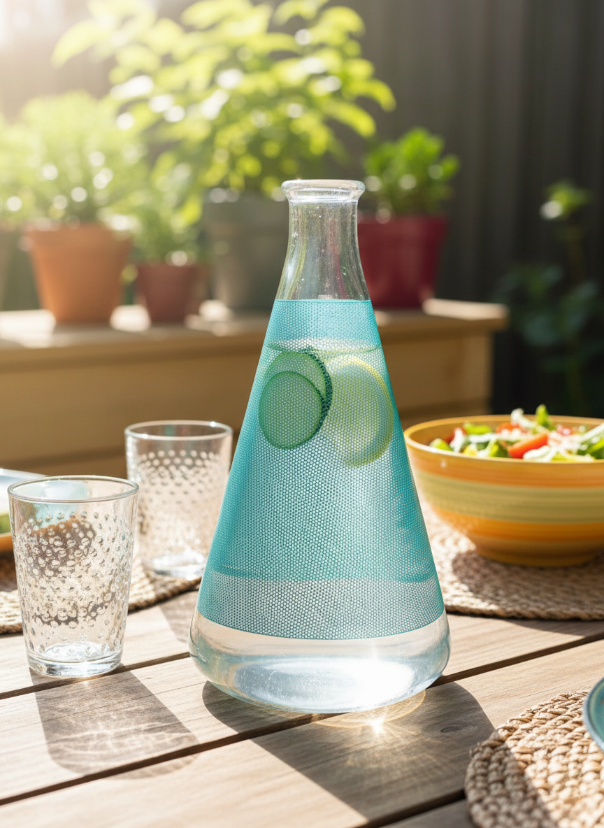 Carafe Vintage BVB : Motif Résille Vert Émeraude (Années 70) 🥂 - LVR