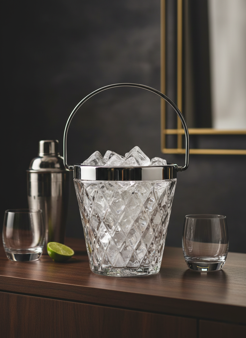 Le Bijou de l'Apéro : Seau à Glaçons en Cristal Taillé Diamant – Vintage 50s-60s - LVR