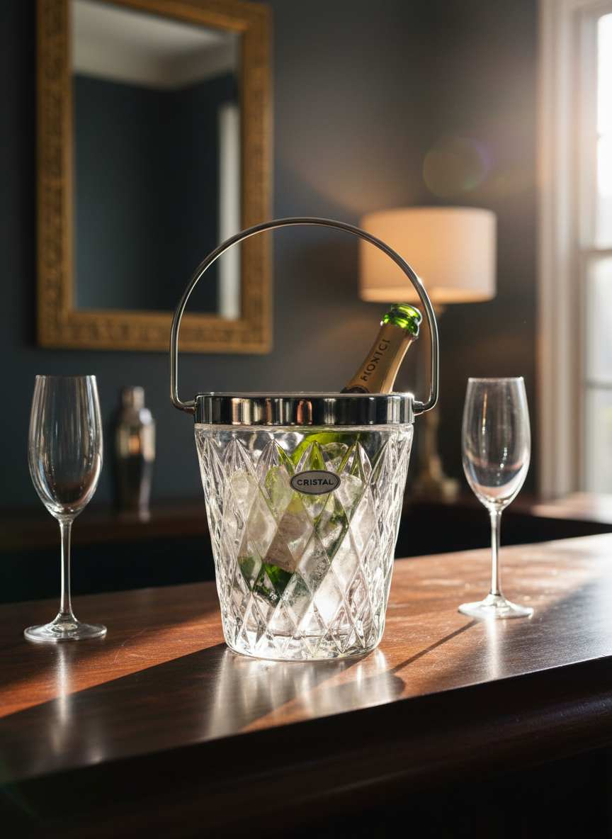 Le Bijou de l'Apéro : Seau à Glaçons en Cristal Taillé Diamant – Vintage 50s-60s - LVR