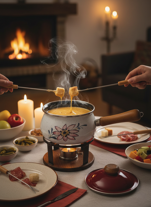 Caquelon Émaillé "Fleurs Champêtres" : Spécial Induction &amp; Fondue (70-80's) - LVR