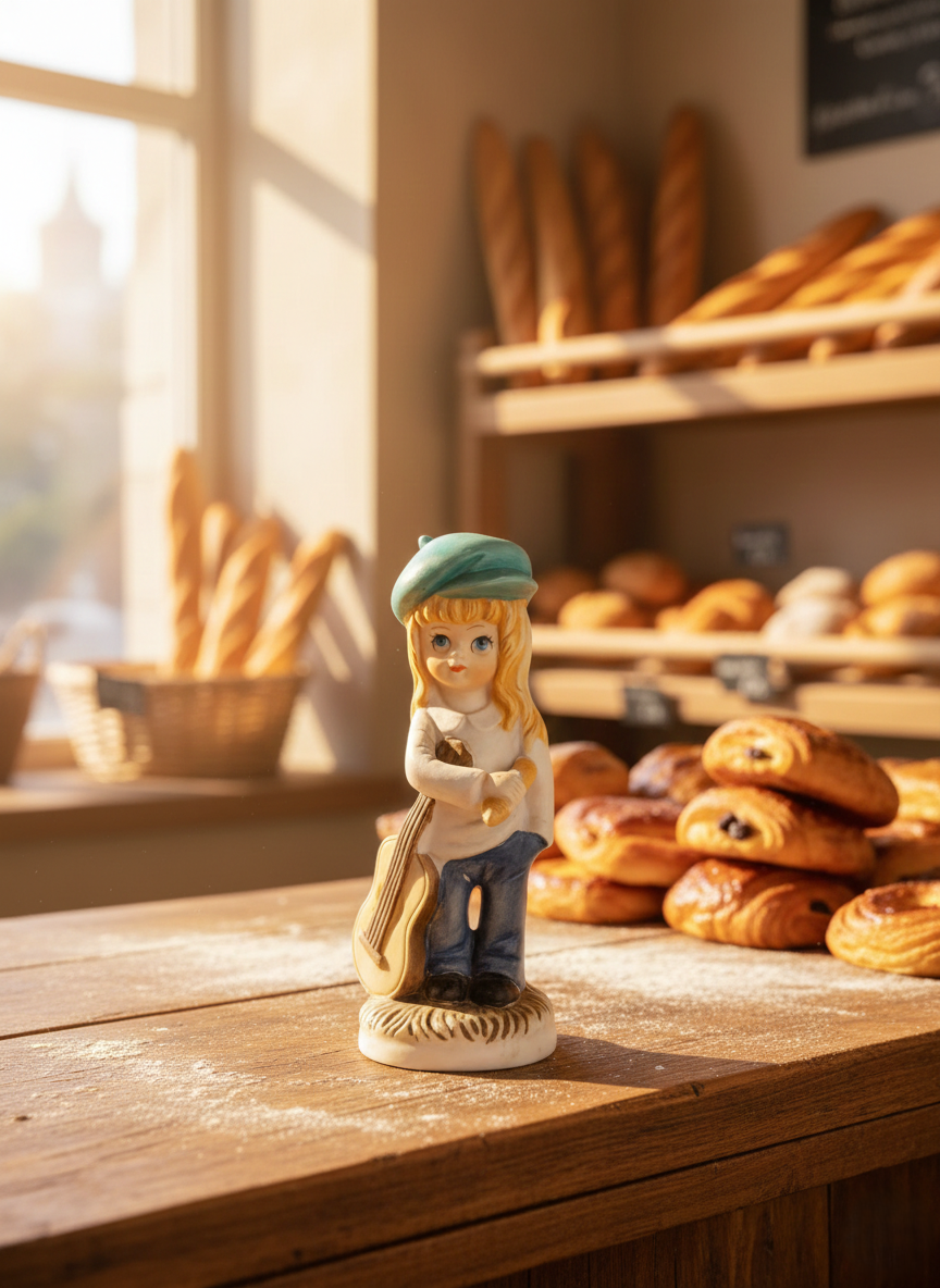 Figurine Vintage "Titi Parisien" – Fillette Gavroche & Baguette (Style Michel Thomas) - LVR