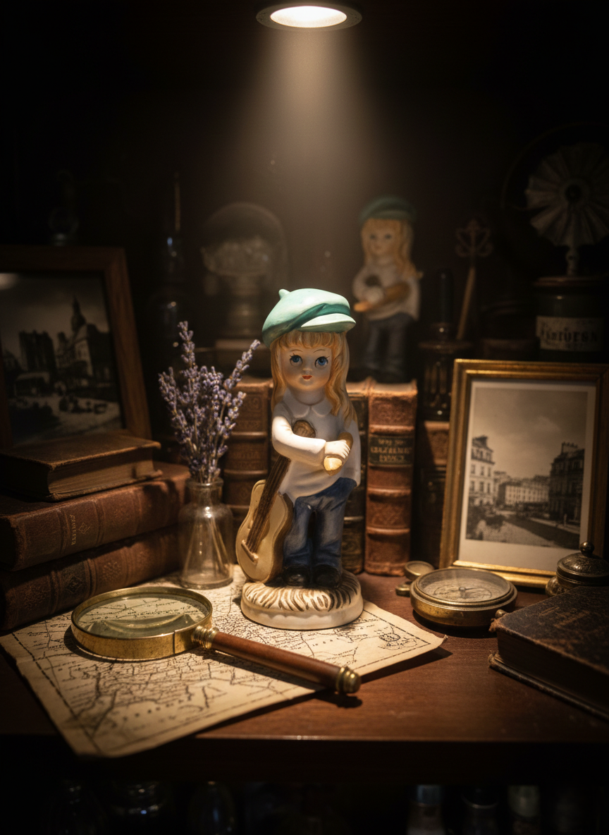 Figurine Vintage "Titi Parisien" – Fillette Gavroche & Baguette (Style Michel Thomas) - LVR