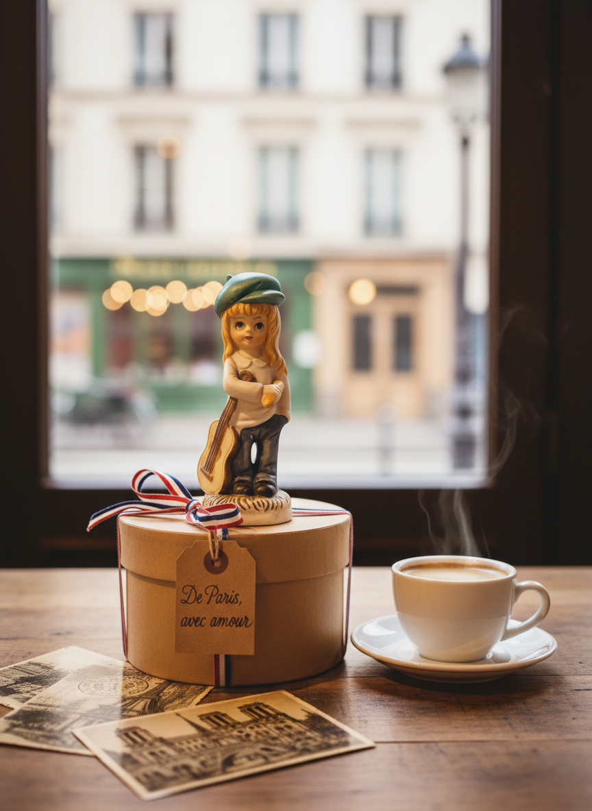 Figurine Vintage "Titi Parisien" – Fillette Gavroche & Baguette (Style Michel Thomas) - LVR