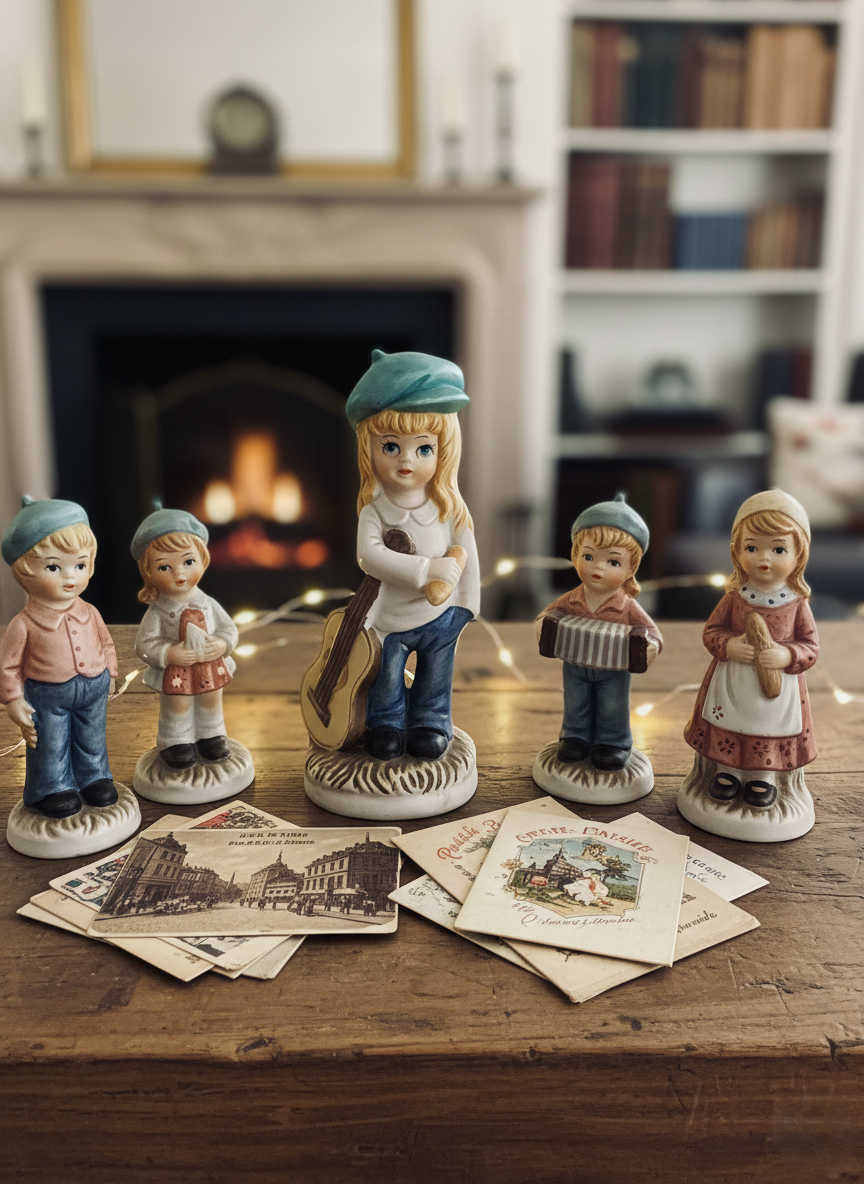 Figurine Vintage "Titi Parisien" – Fillette Gavroche & Baguette (Style Michel Thomas) - LVR