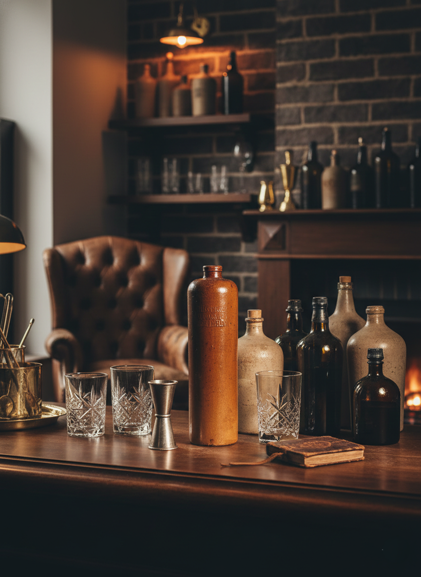 Bouteille de Gin Antique en Grès – Hulstkamp & Zoon & Molyn (Rotterdam, 1860-1920) - LVR