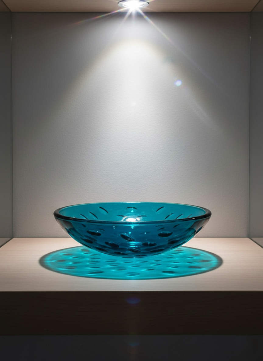 Coupe "Odelys" Guerlain France – Verre Turquoise Sculpté (Sixties) - LVR