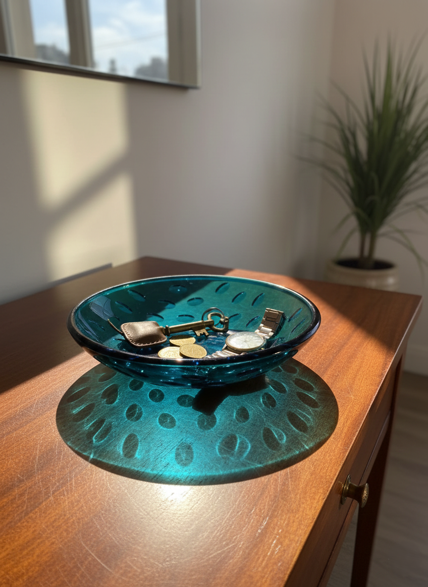 Coupe "Odelys" Guerlain France – Verre Turquoise Sculpté (Sixties) - LVR