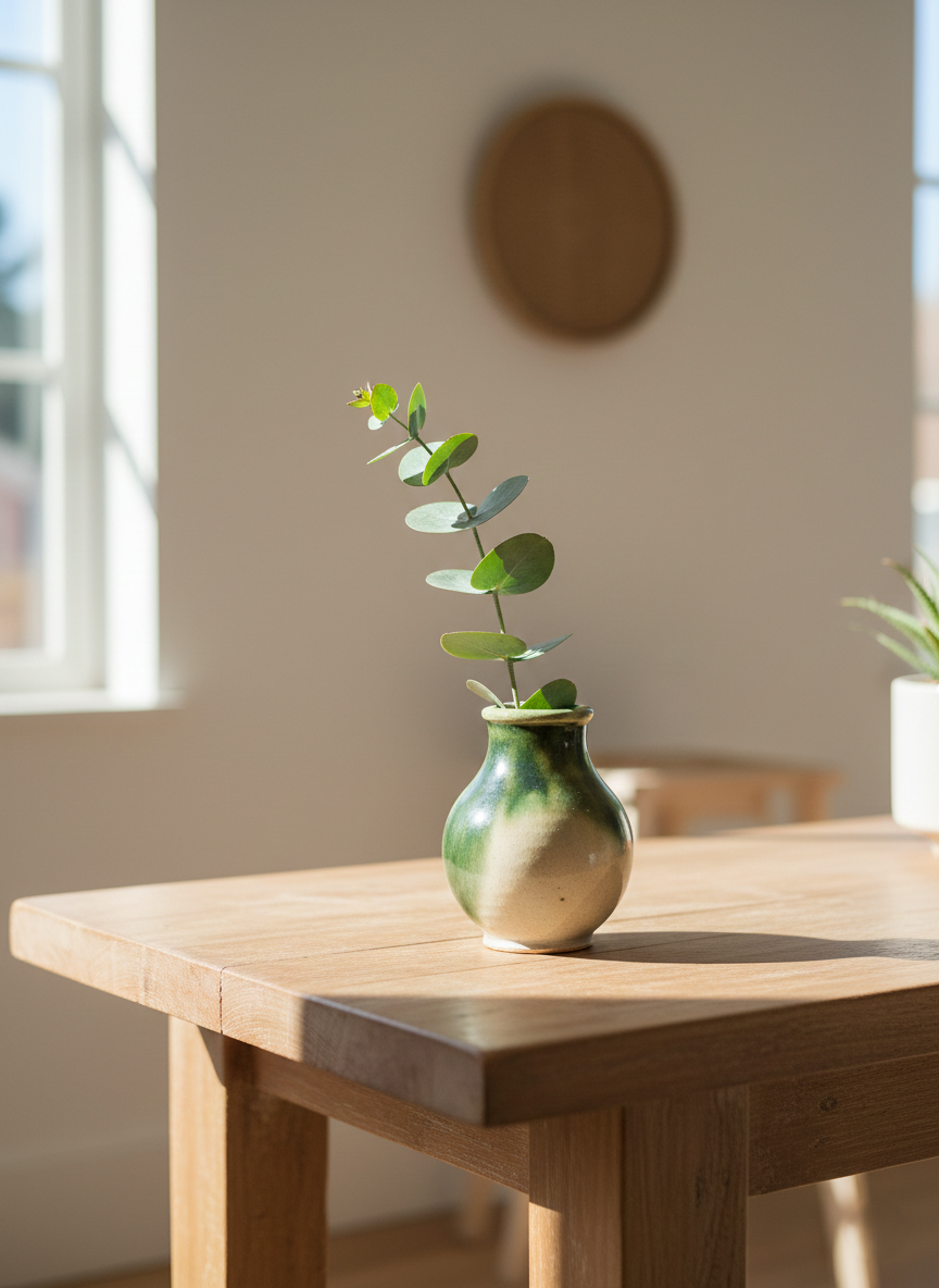 Petit Vase Soliflore Artisanal – Céramique "Goutte" Vert & Beige - LVR