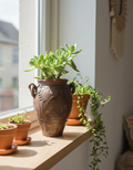 Pot Artisanal en Terre Cuite – Motifs Floraux Sculptés Main (Style Boho-Chic) - LVR