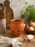 Pot à Oignons Vintage en Terre Cuite – Charme Rustique & Trous d'Aération (70s)
