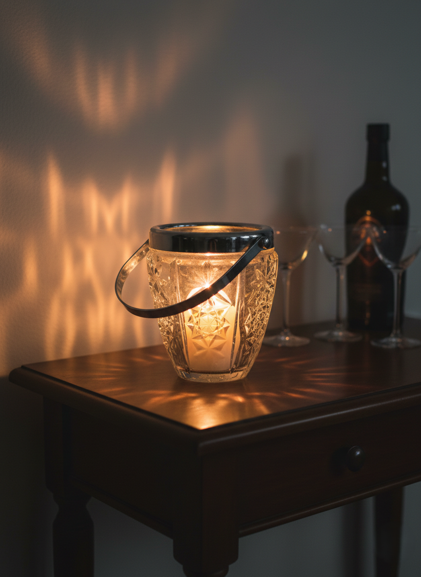 Seau à Glaçons Classique Chic – Verre Moulé & Chrome (Années 70) - LVR