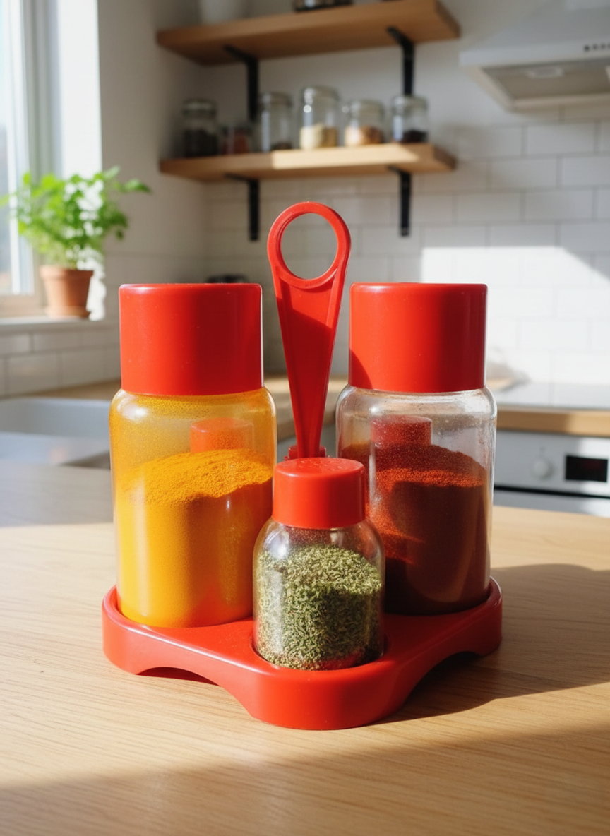 Serviteur à Condiments 80's Rouge Vif : Le Set Collector - LVR