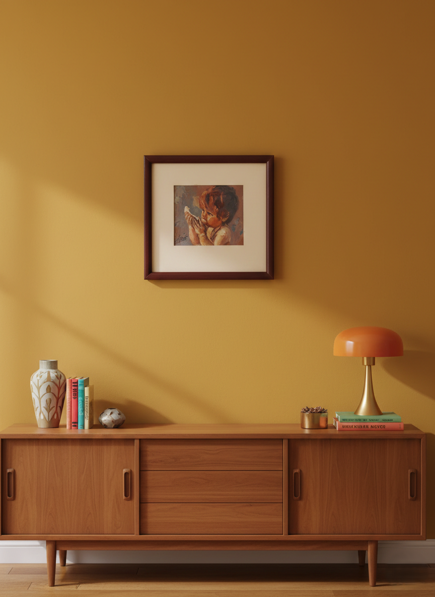 Peinture sous Verre Vintage : L'Enfant au Fruit (60-70's) - LVR