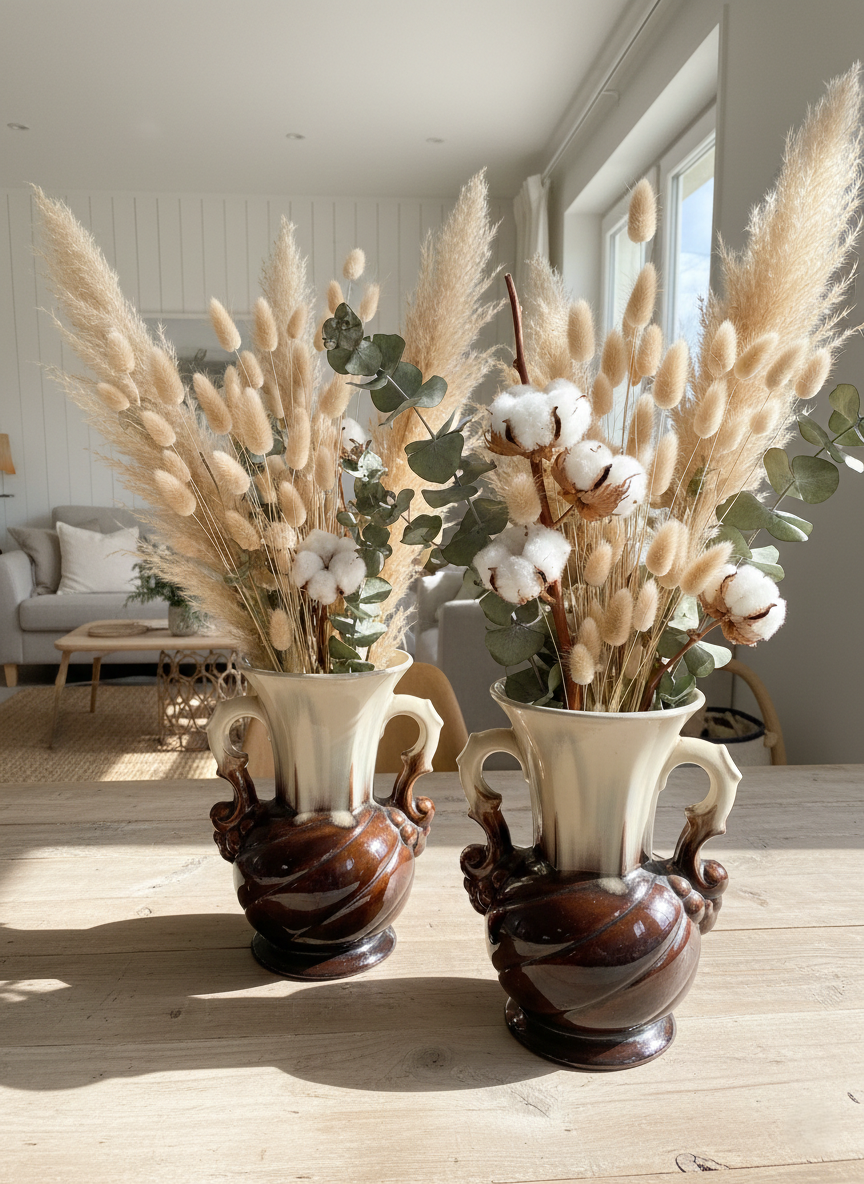 Duo de Vases Vallauris – Céramique Émaillée & Nuances Organiques (Vintage 60s) - LVR