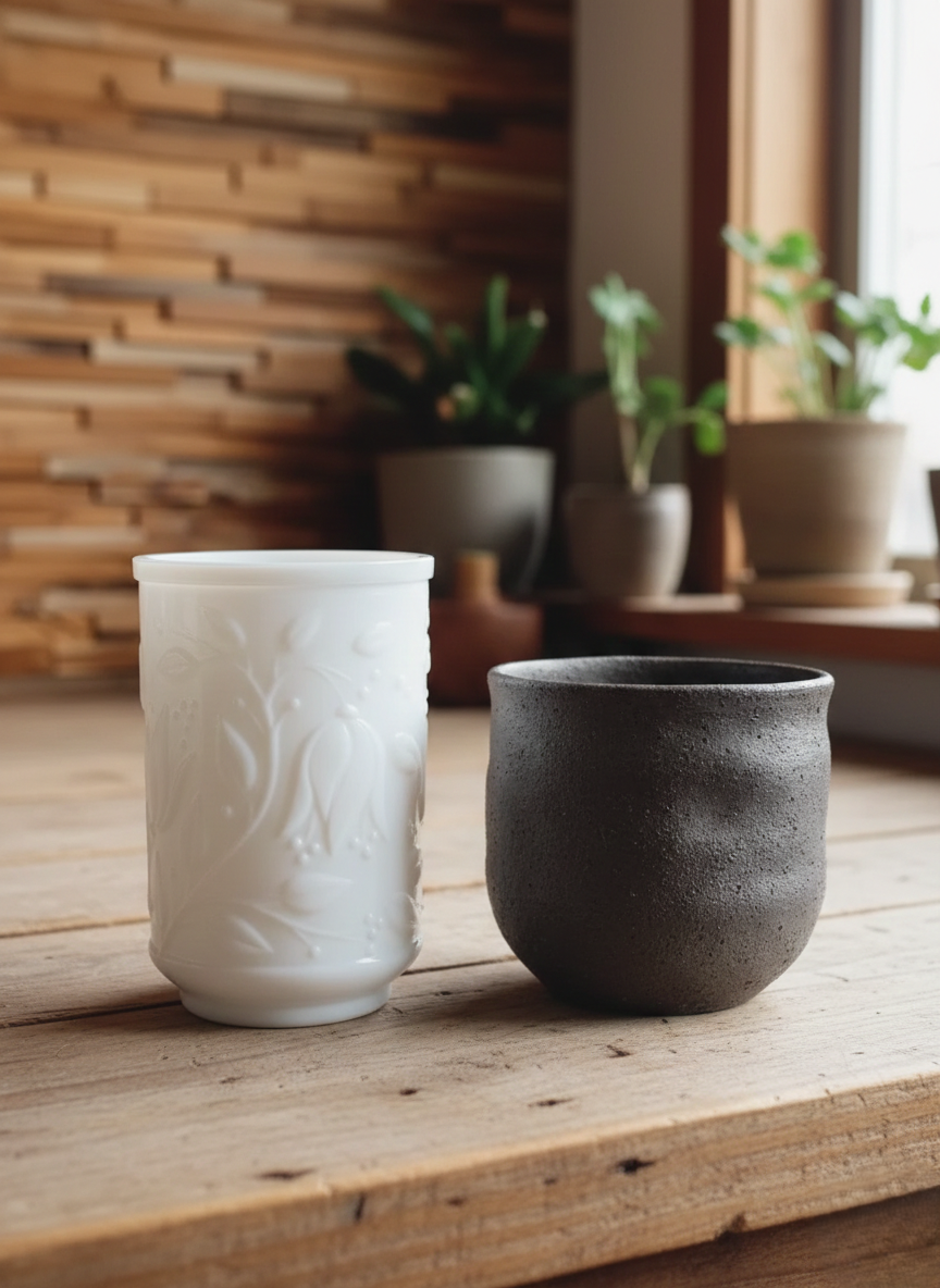 Vase en Verre Opale "Tulipes en Relief" : Éclat et Romantisme Vintage🌷 - LVR
