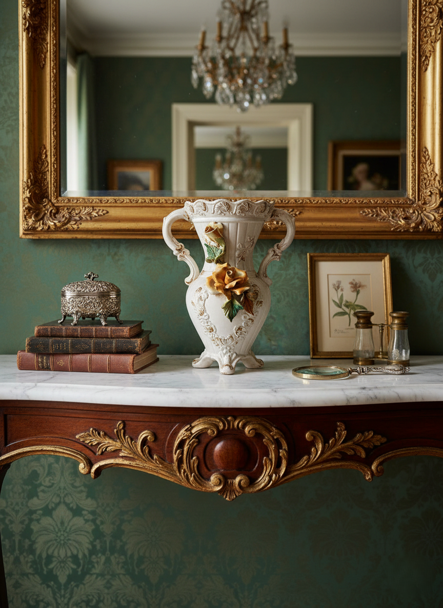 Vase Médicis Capodimonte – Porcelaine Barbotine & Décor Floral (Naples, 60s) - LVR