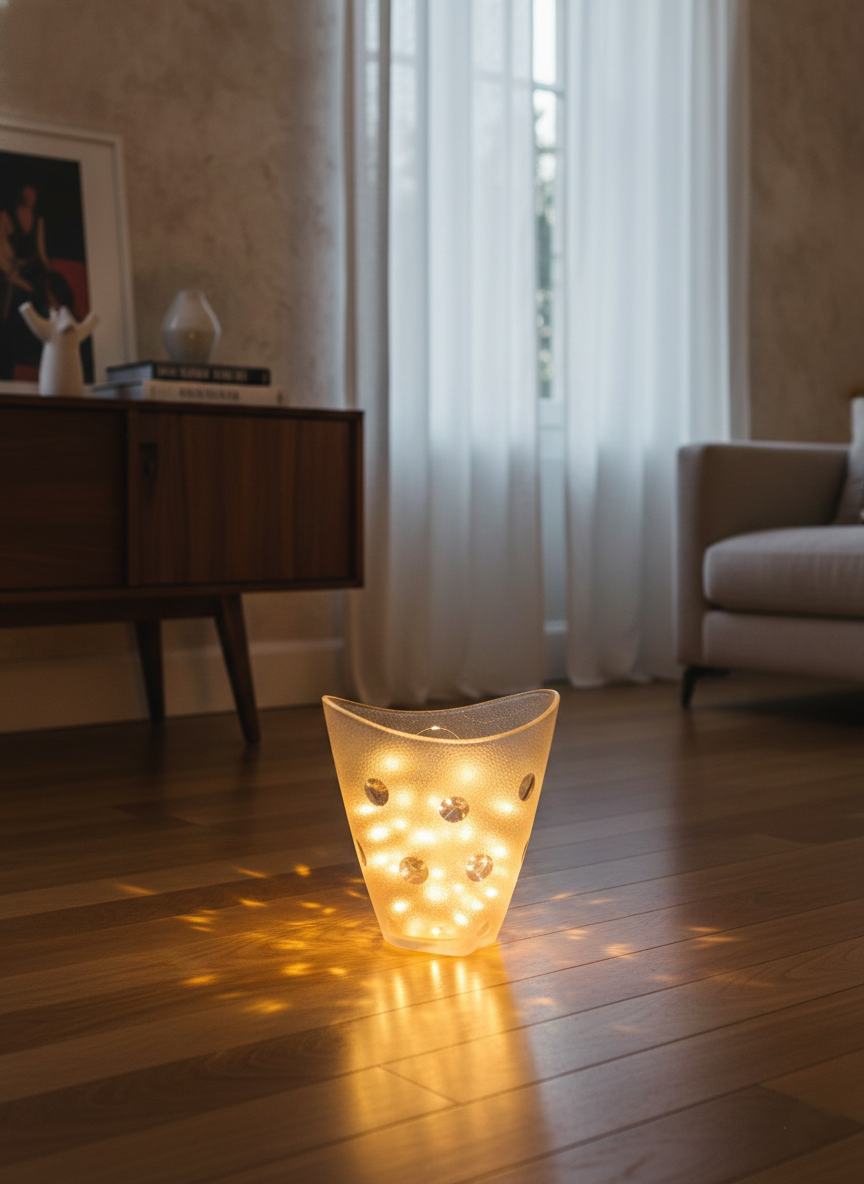 Vase Pop "Dots" en Verre Dépoli – Design Italien (Vintage 70s) 24 cm - LVR