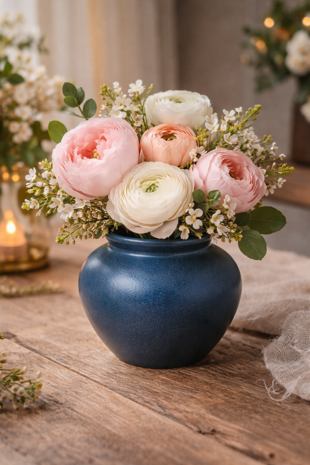 Petit vase boule en grès artisanal de couleur vert forêt profond, aspect mat et brut, poterie signée datant de 1994.